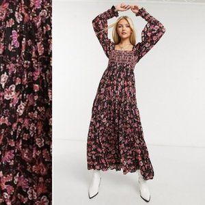 NWT! Free People Sweet Escape shirred puff sleeve maxi dressSize Large